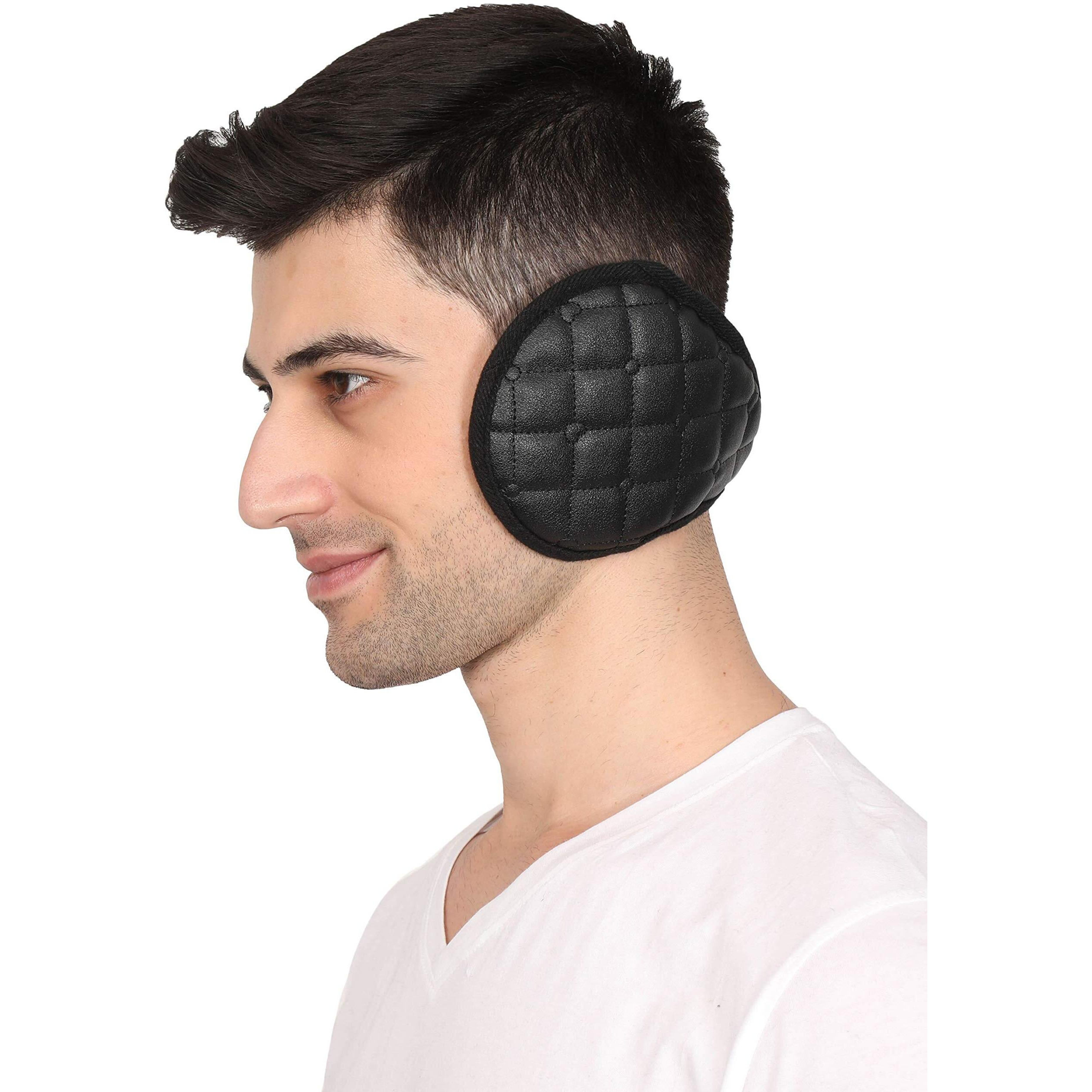 Fabseasons Black Headwear Faux Fur Ear Muffs/Ear Warmers - Behind The Head Style Winter Earmuffs For Men & Women