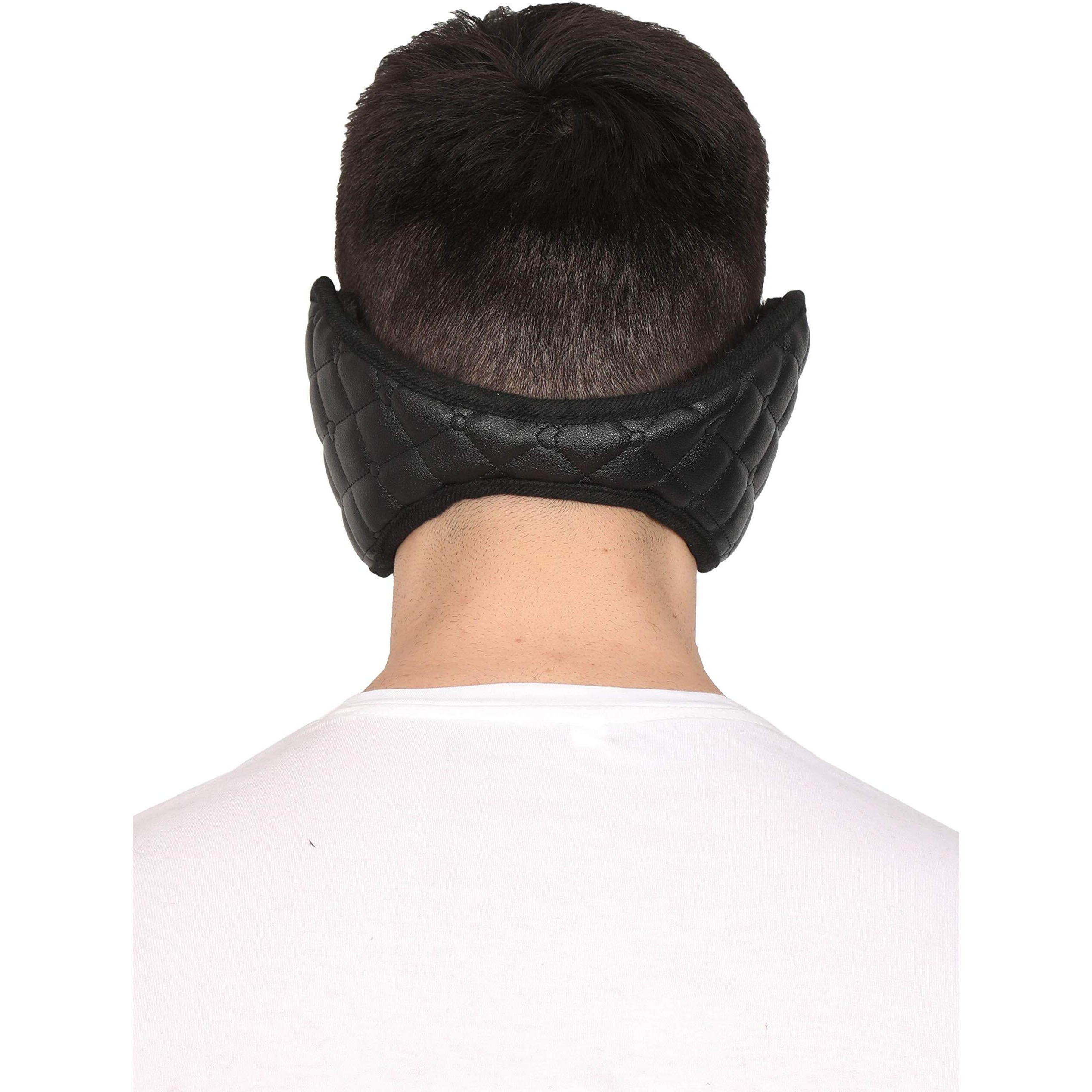 Fabseasons Black Headwear Faux Fur Ear Muffs/Ear Warmers - Behind The Head Style Winter Earmuffs For Men & Women