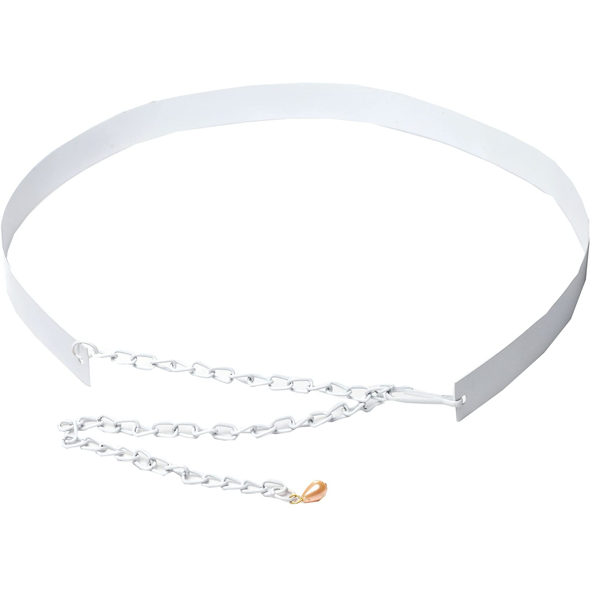 Fabme Women's Metal Adjustable Belt For Saree, Western Dress, Traditional Dress, Party Designer Wear (White, 2 Cm Wide)