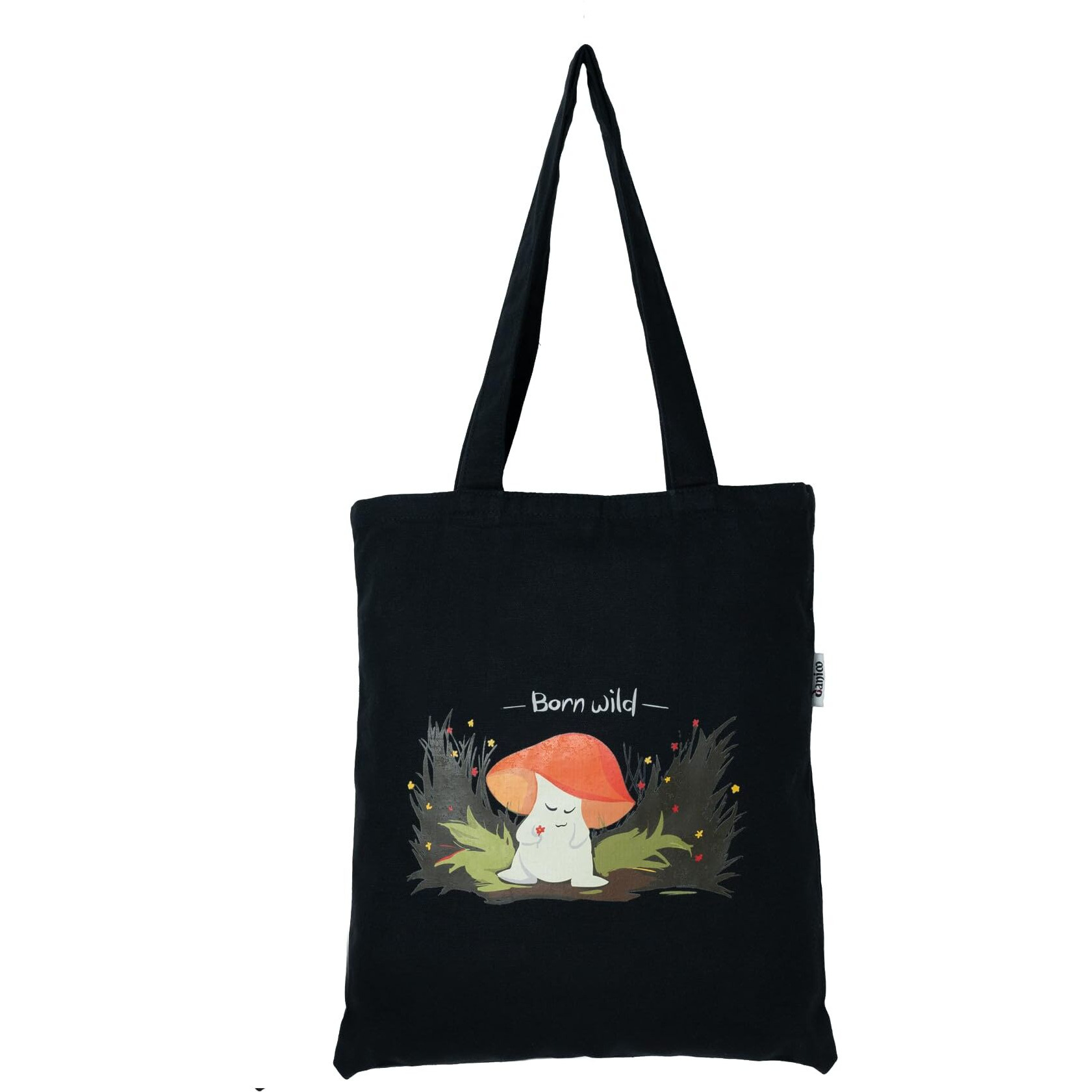 Danioo &quotDon'T Worry We Carry" Canvas Tote Bag For Women, Multipurpose Handbags For Women With Zipper And Pocket For Travel, Shopping Bag | Hand Bag | College Tote Bag (Black & Orange)