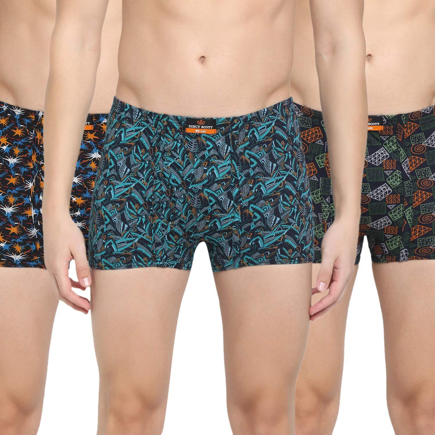 Dixcy Scott Men Cotton Trunk (Color & Print May Vary), Assorted 3, Xl (Pack Of 3)