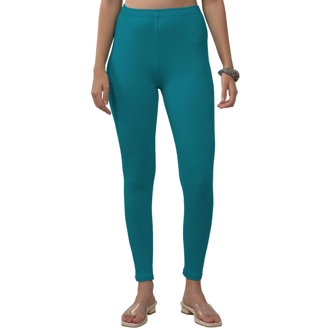 Lyra Women Solid Premium Cotton Ankle Length Leggings | Mid-Waist | Fashionwear