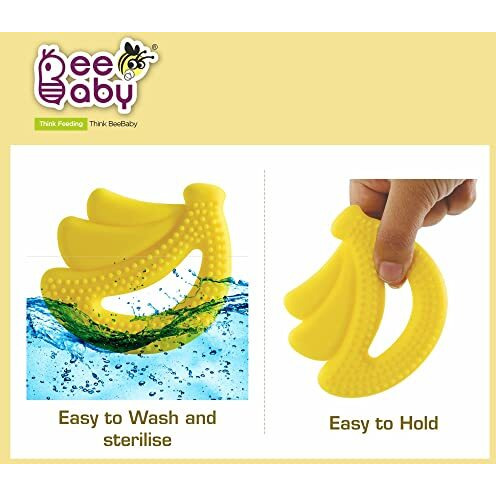 Beebaby Fruit Shape Soft Silicone Teethers Combo Of 3 With Carrying Case. 100% Bpa-Free. 100% Food Grade. (Pink Strawberry, Yellow Banana & Red Strawberry) 3 Months +