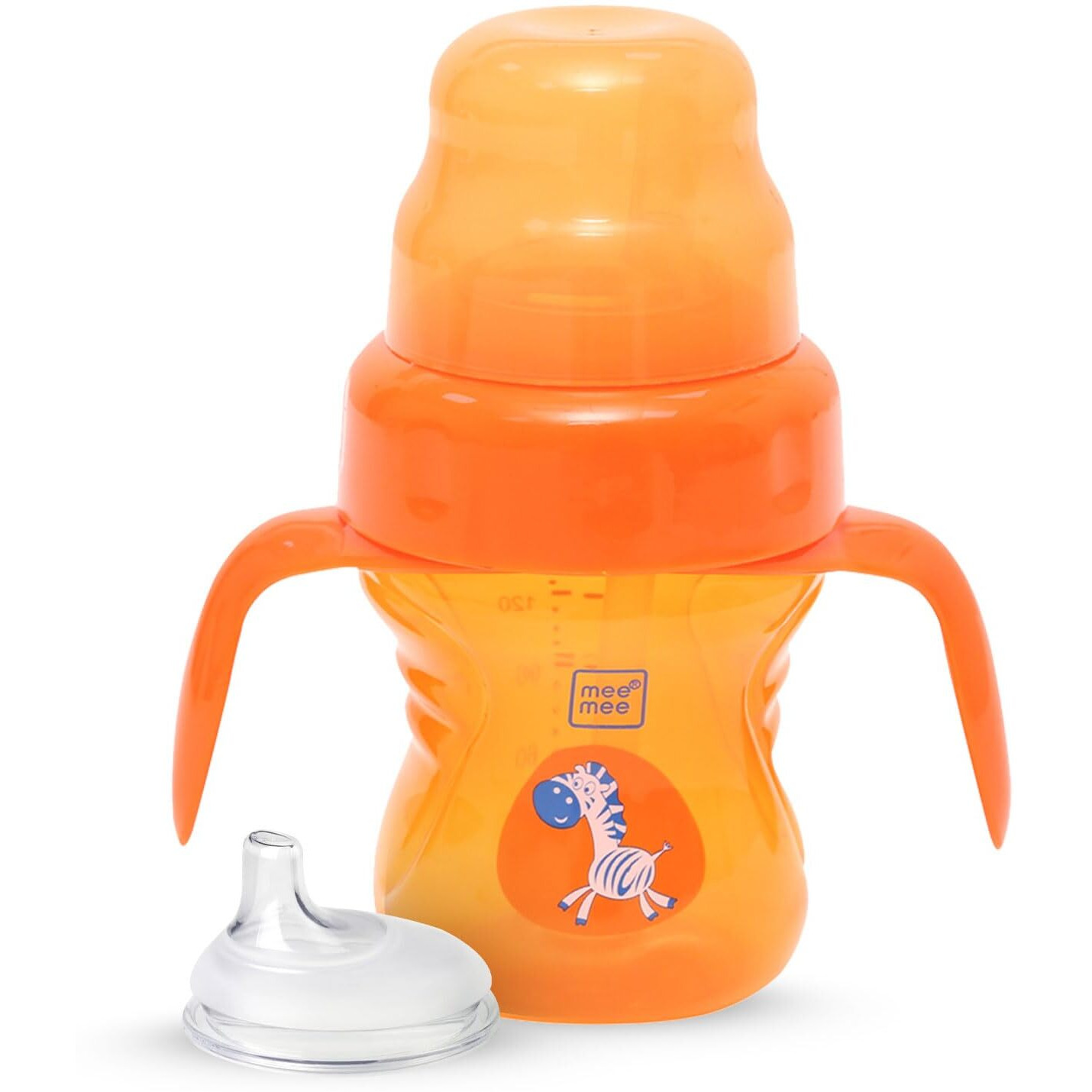 Mee Mee 2 In 1 Convertible Soft Spout & Straw Sipper Cup | Anti Spill, Bpa-Free & Non-Toxic | Easy To Hold Detachable Handle | Unbreakable, Anti Leak Lock Bottle With Cap For Kids | 150 Ml (Orange)