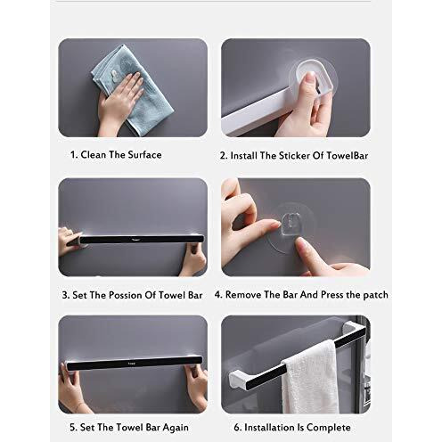 Zurato Self Adhesive Wall Mount Towel Holder/Towel Stand/Multi-Function Towel Rack For Kitchen Bathroom Toilet,Under Cabinet,Garage,Laundry,Pantry 10.41 * 2.5 * 1.18 Inches(Small-25Cm) Abs Plastic