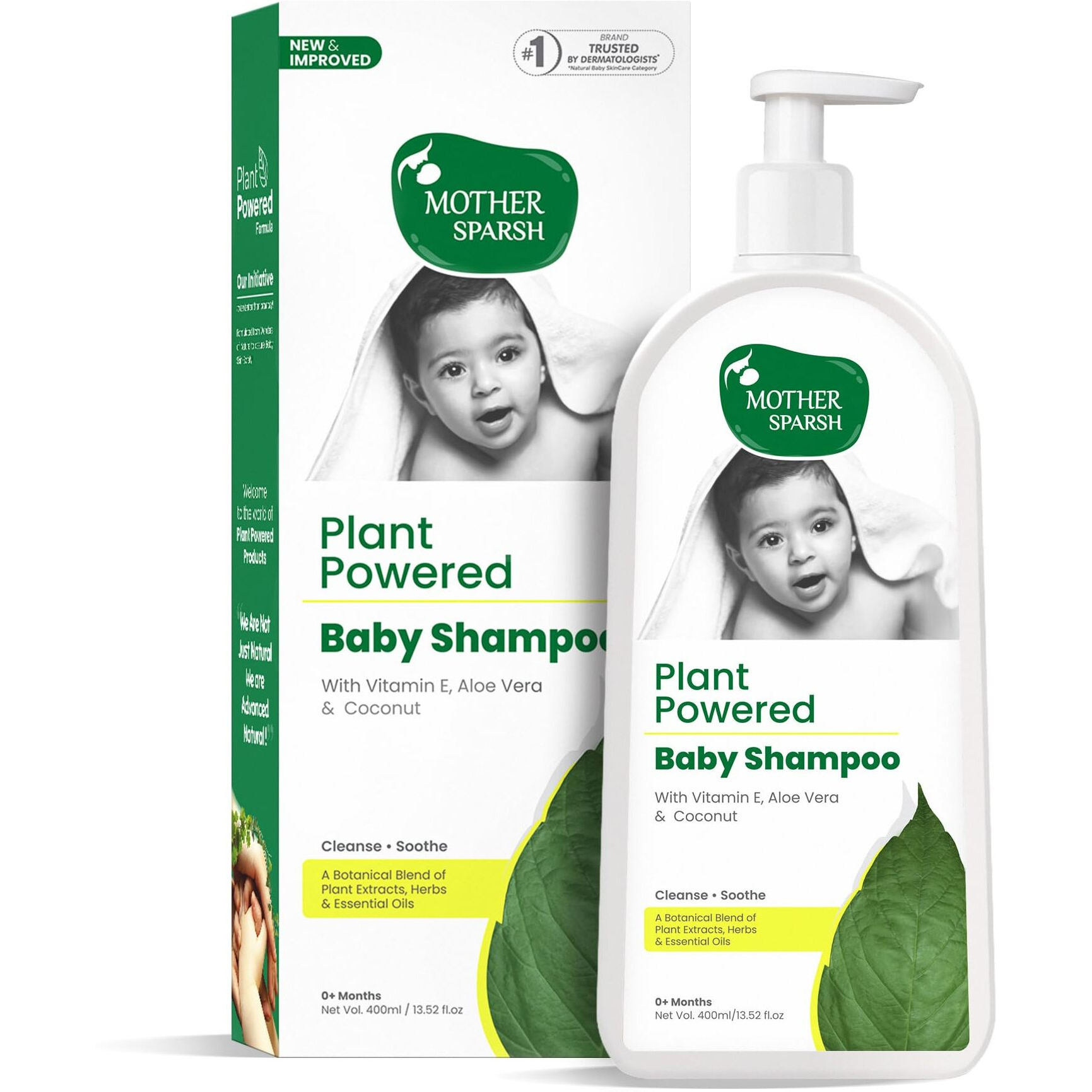 Mother Sparsh Plant Powered Natural Baby Shampoo With Vanilla Oil, Vitamin E & Coconut Oil | Nourishes Baby's Scalp & Hair - 400Ml