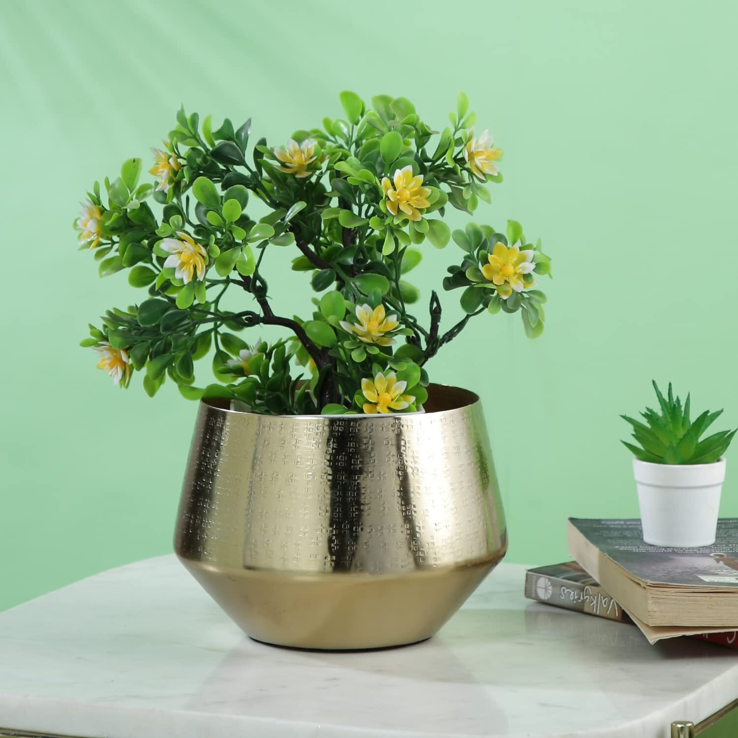 Craftvatika Metal Planter Pots Flower Vase For Indoor Outdoor Plants, Balcony, Tabletop, Home, Office Decor, Pack Of 1