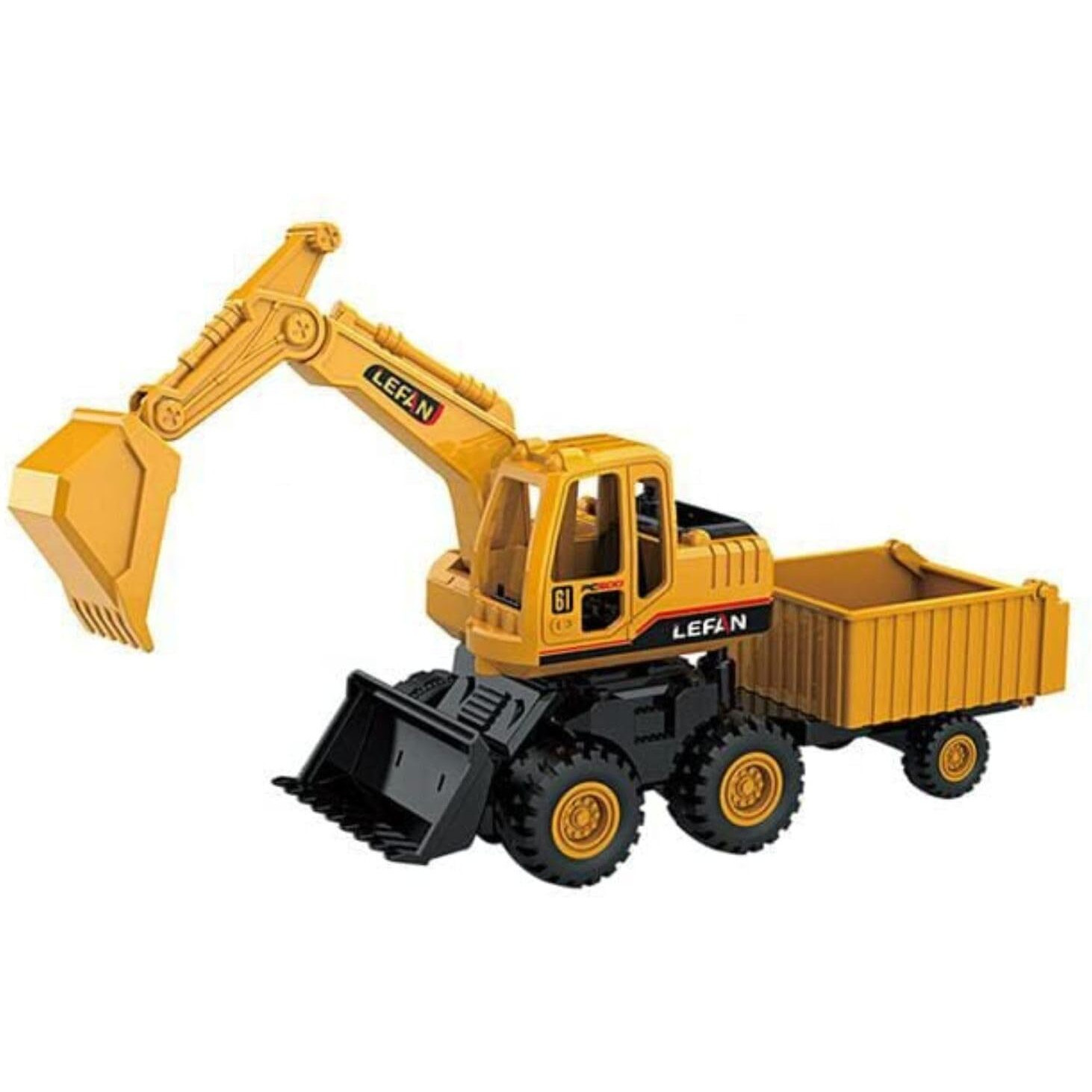 Deoxy 2 In 1 Transformer Stunt Road Truck Push And Go Friction Powered Construction Site 360 Degree Rotating Excavator Toy Road Truck With Movable Parts For Kids 3+ Years