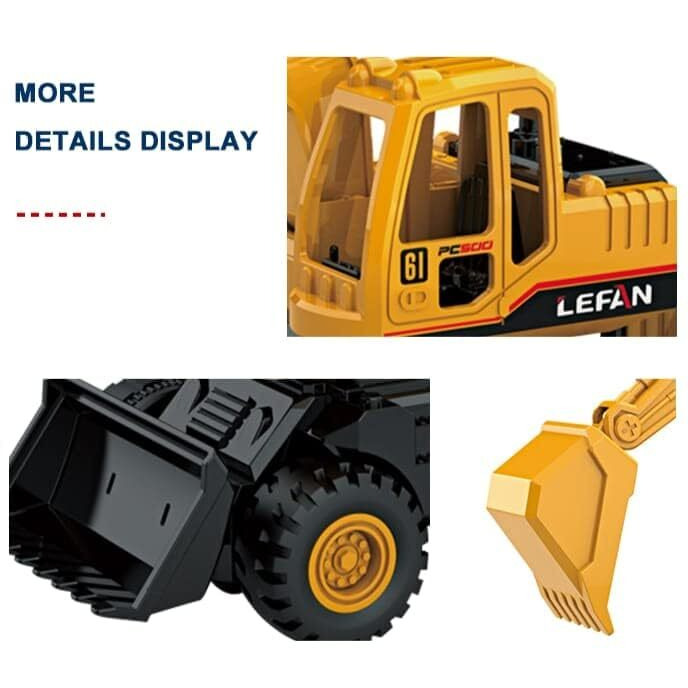 Deoxy 2 In 1 Transformer Stunt Road Truck Push And Go Friction Powered Construction Site 360 Degree Rotating Excavator Toy Road Truck With Movable Parts For Kids 3+ Years