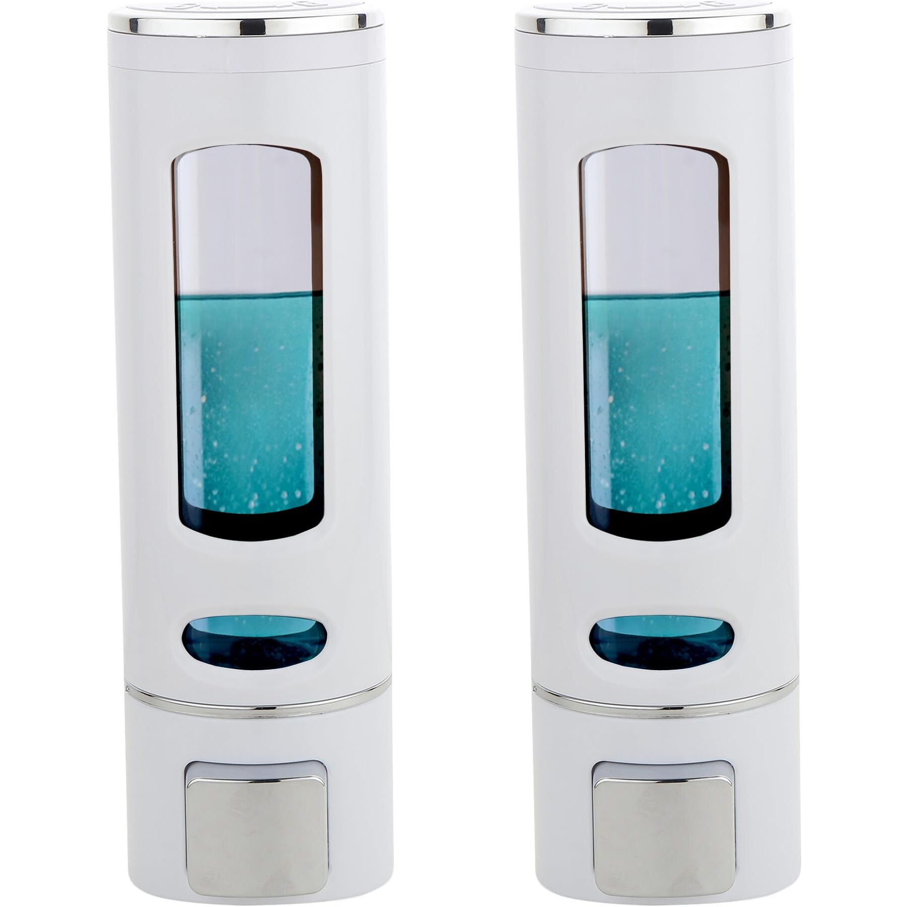 Bath Guru Abs Plastic Wall Mounted Soap Shampoo Conditioner Hand Wash Gel Dispenser Liquid Soap Sanitizer Dispenser For Bathroom Basin Kitchen Sink 400Ml Pack Of 2 White