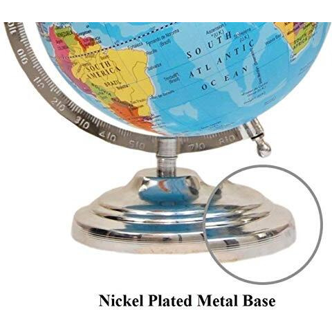 Geokraft Educational Political Metal Base Stem Globe With Magnifying Glass For Kids (8 Inch, Blue)