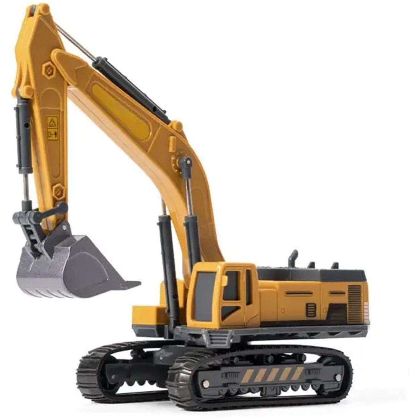 Deoxy 1/50 Metal Big Size Excavator Construction Toy Vehicle With All Moving Parts Friction Powered Toy Trucks Building Vehicles For Kids 3 Years (Yellow, Black)