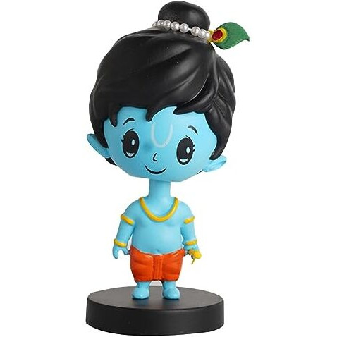 Buddyz Lord Shri Krishna Idol For Car Dashboard Bobblehead, Home Decor Items For Living Room, Office Desk, Murti For Gifting, Statue For Good Luck,Superhero Action Figure, Little Mor Pankh And Bansuri