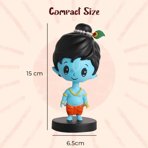 Buddyz Lord Shri Krishna Idol For Car Dashboard Bobblehead, Home Decor Items For Living Room, Office Desk, Murti For Gifting, Statue For Good Luck,Superhero Action Figure, Little Mor Pankh And Bansuri