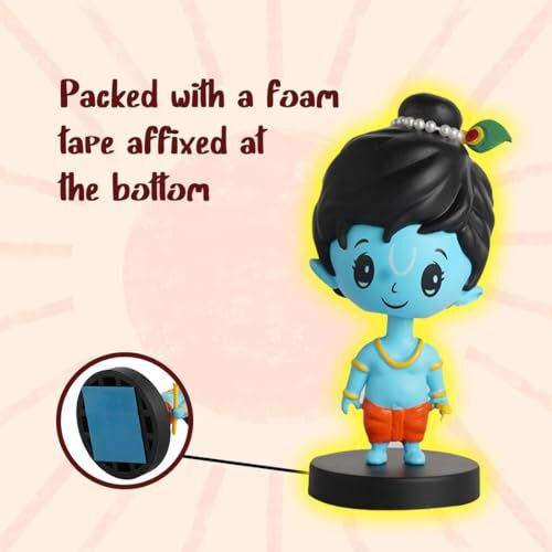Buddyz Lord Shri Krishna Idol For Car Dashboard Bobblehead, Home Decor Items For Living Room, Office Desk, Murti For Gifting, Statue For Good Luck,Superhero Action Figure, Little Mor Pankh And Bansuri