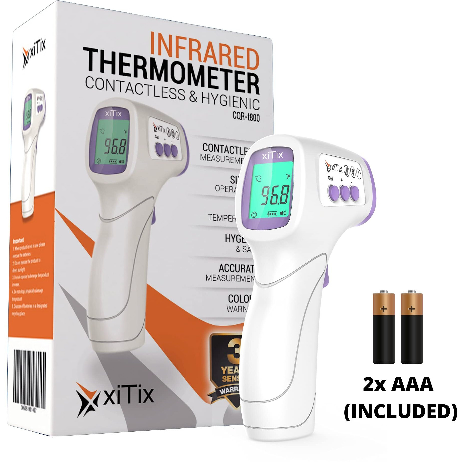 Vandelay Xitix Infrared Thermometer - Digital Thermometer Forehead - No Contact Forehead Thermometer - Fever Temperature Machine For Accurate Reading - No Touch Thermometer For Adults And Kids