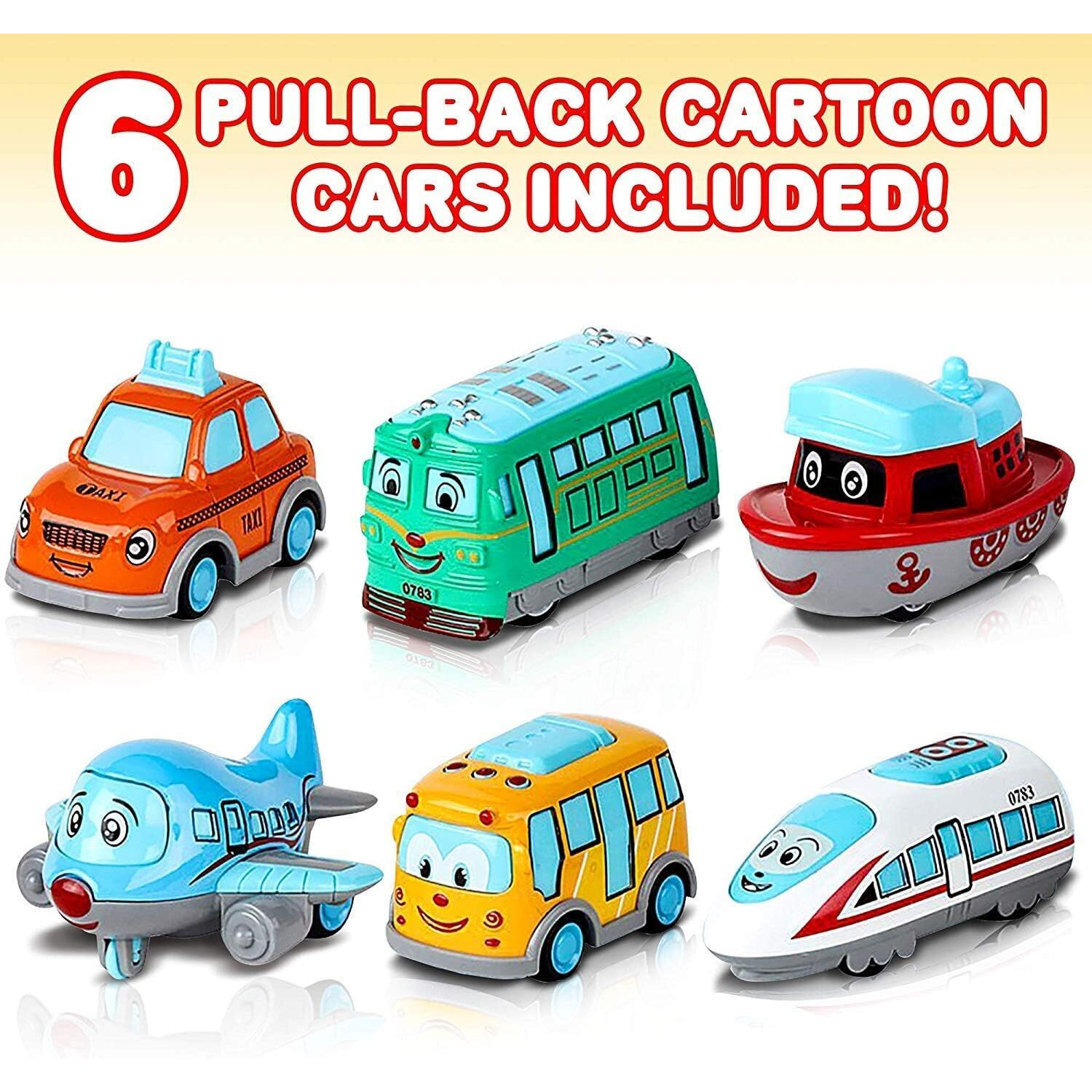 Deoxy Metal Mini Auto Diecast Cartoon Car Toys Vehicle Set With Friction Powered Car Toys For Kids 3+ Year Old