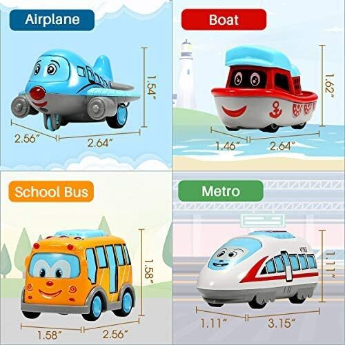 Deoxy Metal Mini Auto Diecast Cartoon Car Toys Vehicle Set With Friction Powered Car Toys For Kids 3+ Year Old