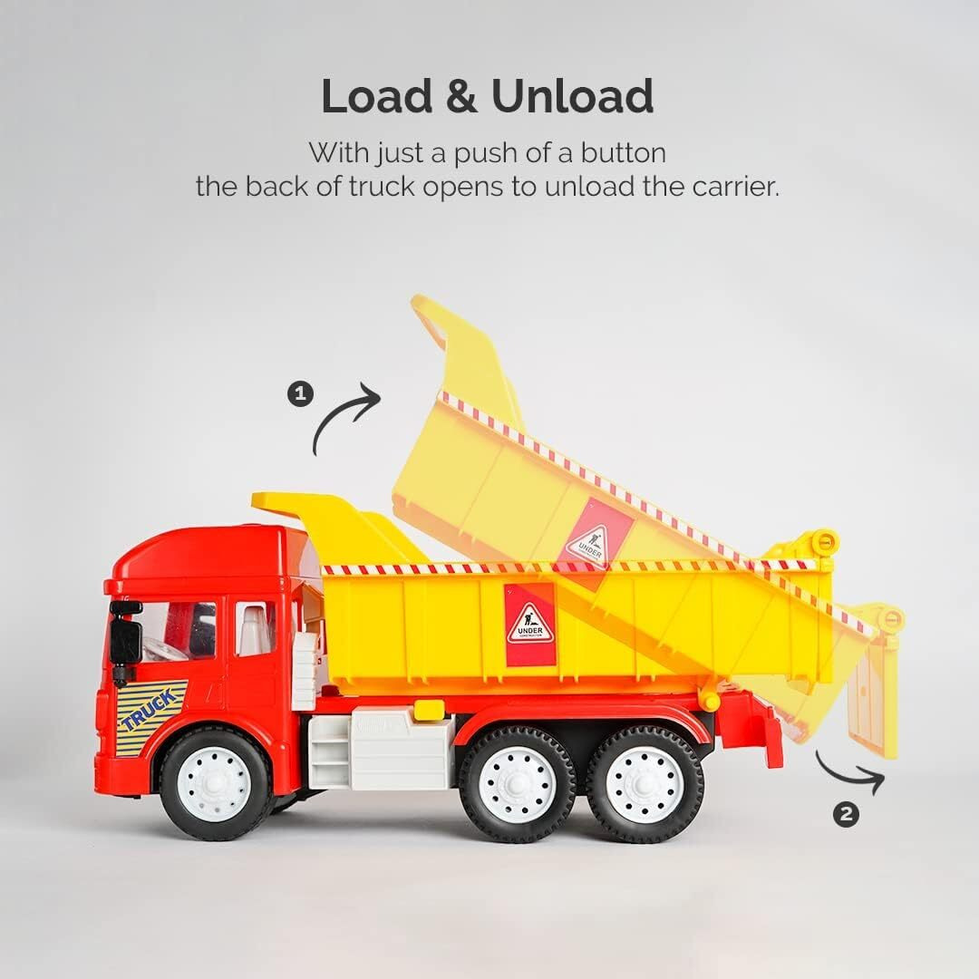 Deoxy Big Size Construction Dumper Trucks Toy With Movable Parts Push And Go Vehicle Toys For Boys And Girls 3+ Years (Red, Yellow)