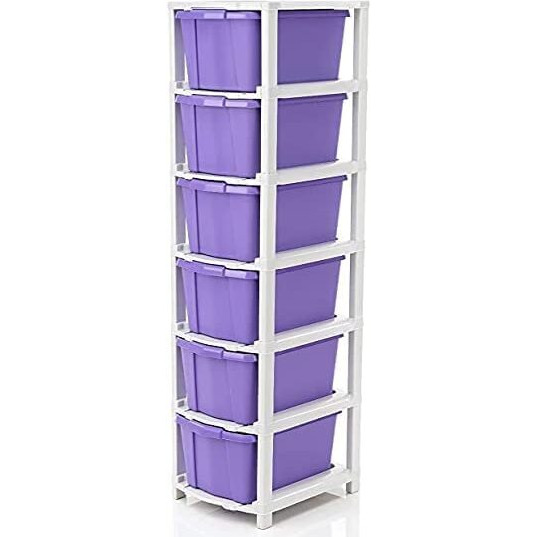 Avzeego 6 Xl Plastic Modular Drawer System For Home, Office, Hospital, Parlor, School, Doctors, Home And Kids, Product Dimension When Assembeled (31Cmx39Cmx116Cm) (6Xl)(Purple)