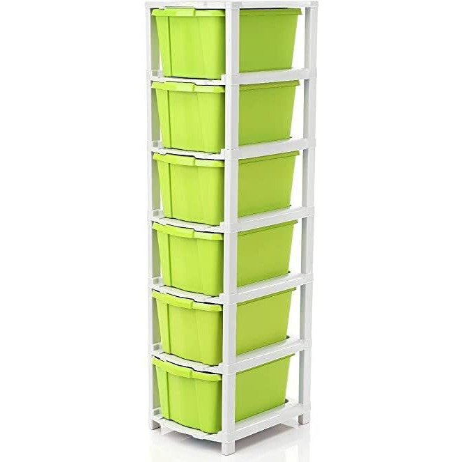 Avzeego 6 Xl Plastic Modular Drawer System For Home, Office, Hospital, Parlor, School, Doctors, Home And Kids, Product Dimension When Assembeled (31Cmx39Cmx116Cm) (6Xl)(Green)