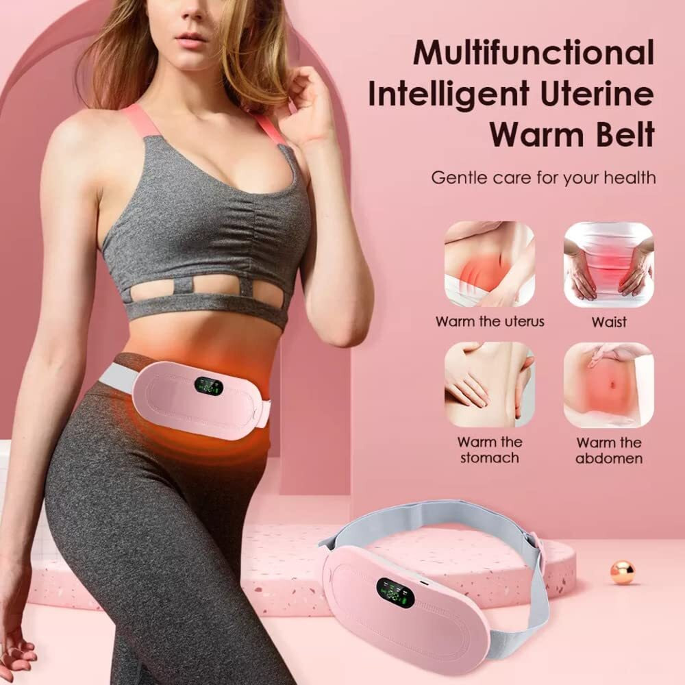 Wbc Worldbeautycare Portable Cordless Heating Pad For Menstrual Cramps Relief, Heating Pad For Stomach, 3-Speed Temperature Adjustment And 4-Speed Massage Modes, Back And Belly For Women(Pink)