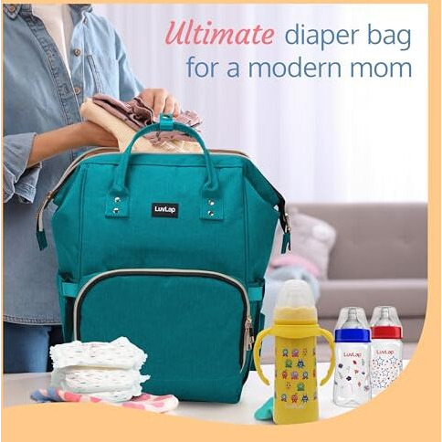 Luvlap Lily Travel Multifunctional Waterproof Diaper Bag-Backpack Cum Tote Bag (Green)