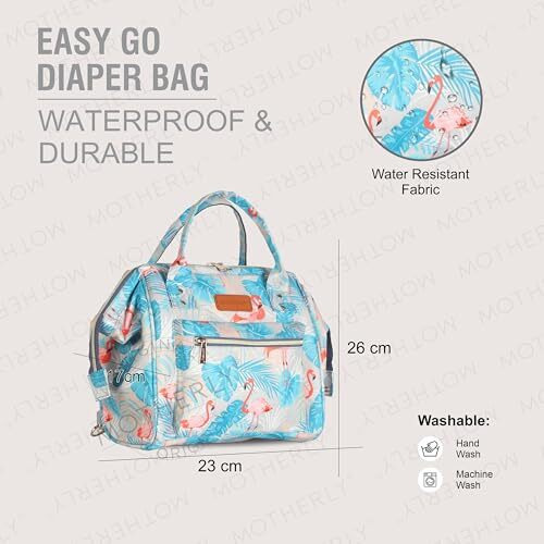 Motherly Mini Diaper Bag For Mothers For Travel, Small Maternity Handbag For Newborn Baby, Mothers Travelling Bag, Multiple Pocket Water Resistant Baby Bag,Hospital Bag For Moms (Flamingo)