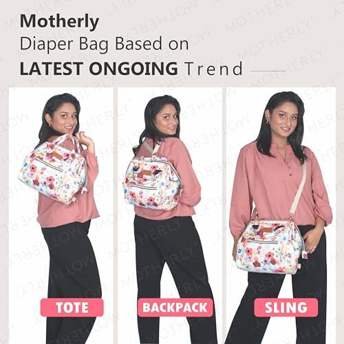 Motherly Mini Diaper Bag For Mothers For Travel, Small Maternity Handbag For Newborn Baby, Mothers Travelling Bag, Multiple Pocket Water Resistant Baby Bag,Hospital Bag For Moms (Flamingo)