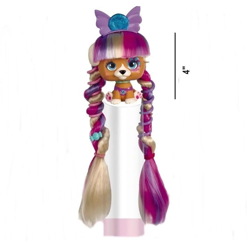 Fratelli I Love Vip Pets Series 1 | New Hair | Let's Dare | - Pups With Long Hair And 9 Accessories Including Styling Chair (Juliet)