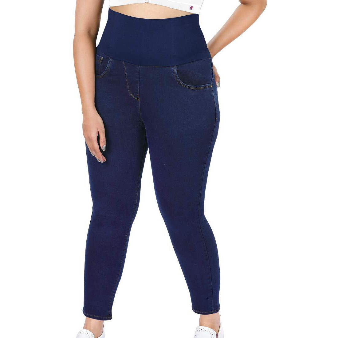 Dermawear Women Stretchable High Waist Regular Fit Shapewear Denim Jeans (Sd-1202_Indigo Blue_38)