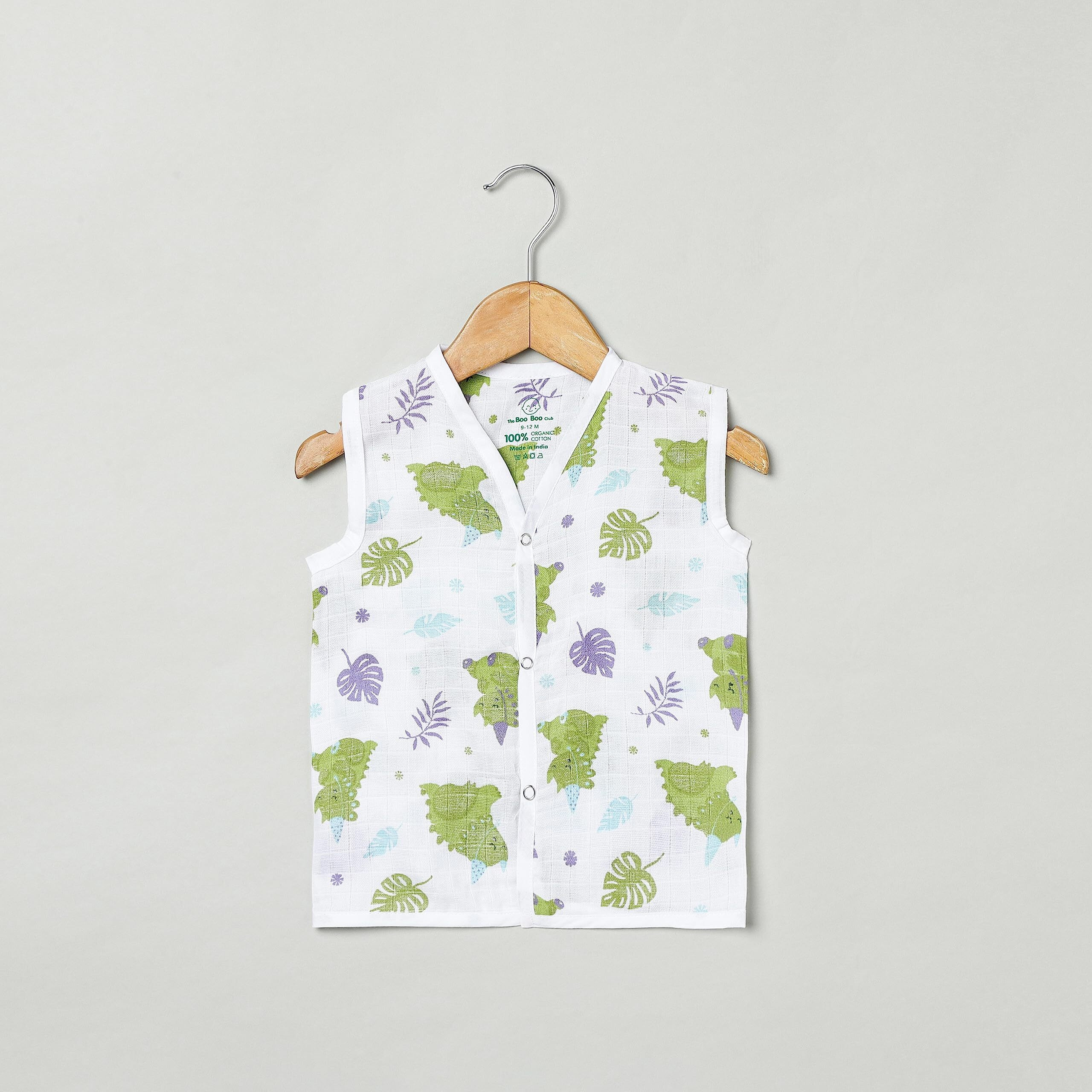 The Boo Boo Club Organic Cotton Baby Jhabla | Pack Of 4 Newborn Sleeveless Jabla | 3 To 6 Months Infant Summer Wear | Soft & Breathable Muslin Fabric | Easy Button Closure Vest