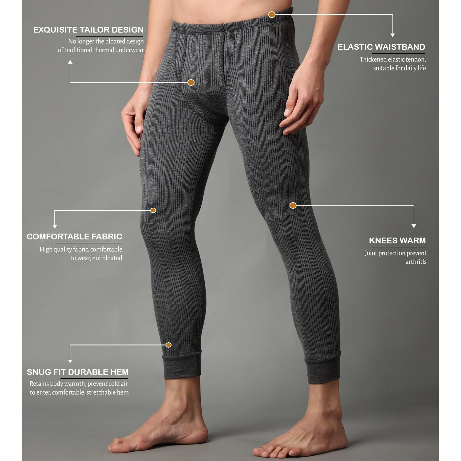 Wearslim Premium Winter Thermal Bottom Underwear For Men | Ultra Soft Winter Warmer Inner Wear Johns Pant Lower Black