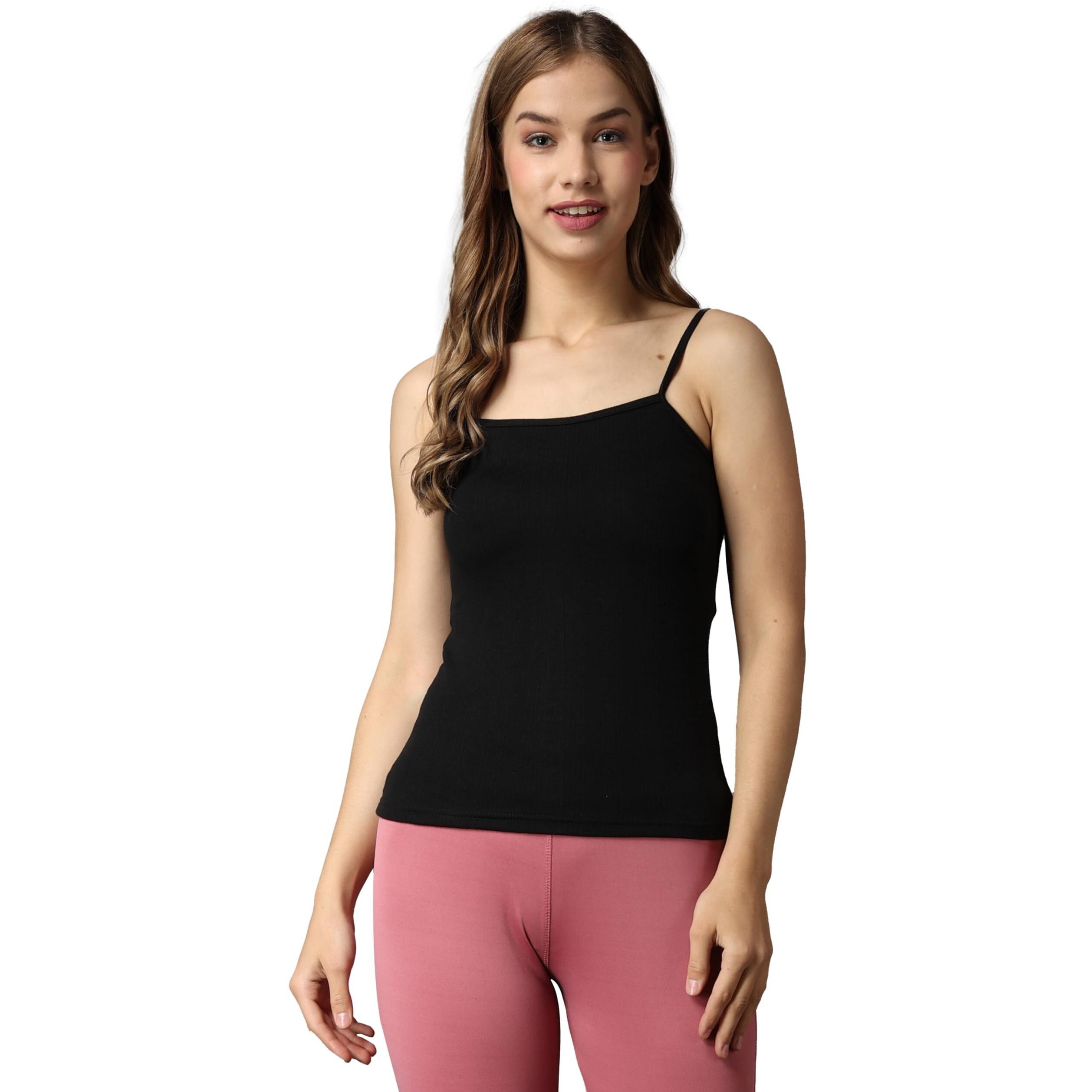 Wearslim Premium Cotton Quilted Thermal Underwear, Ultra Soft Cold Weather Lightweight Top Spaghetti Warmer - Zed Black (Extra Large) Pack Of 1