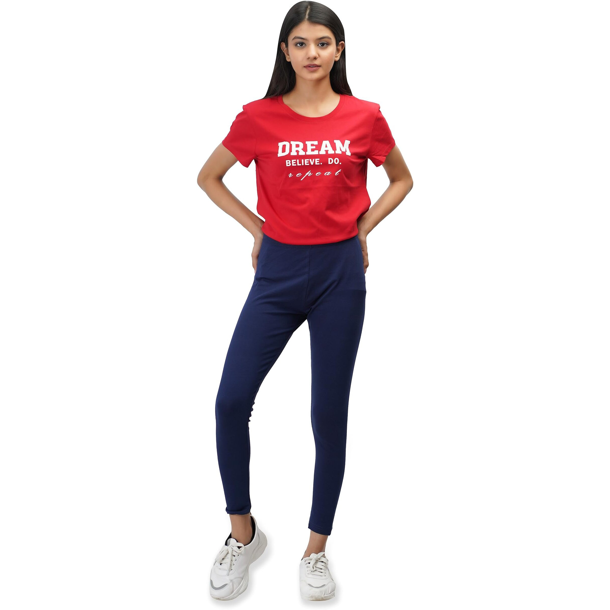 Ecolove Women's Cotton Fabric Leggings | Elastic Waist Band & Ankle Length With Slim Fit | Skinny Fit | Leggings For Women |Soft Seams, Dry Tech, Squat Proof | Comfortable & Stretchable | Navy (2Xl)