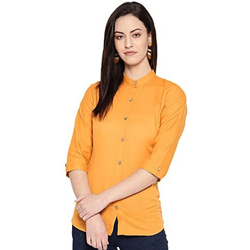 Vastraa Fusion Women Cotton Short Kurti (Mustard_3Xl)