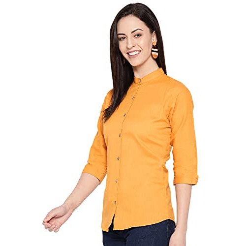 Vastraa Fusion Women Cotton Short Kurti (Mustard_3Xl)