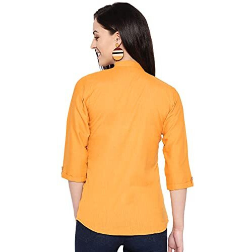 Vastraa Fusion Women Cotton Short Kurti (Mustard_3Xl)