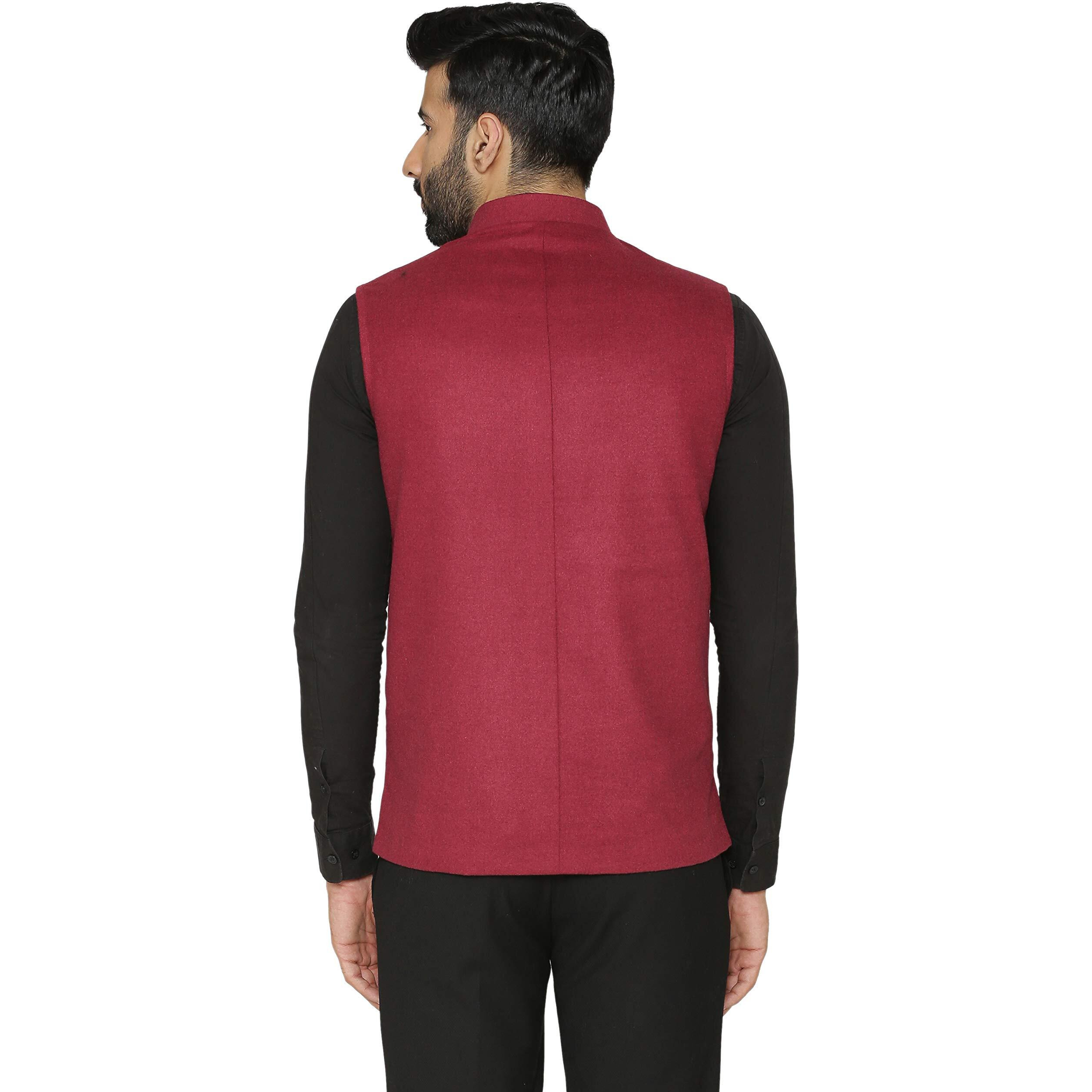 Wintage Men's Tweed Wool Nehru Jacket  Red