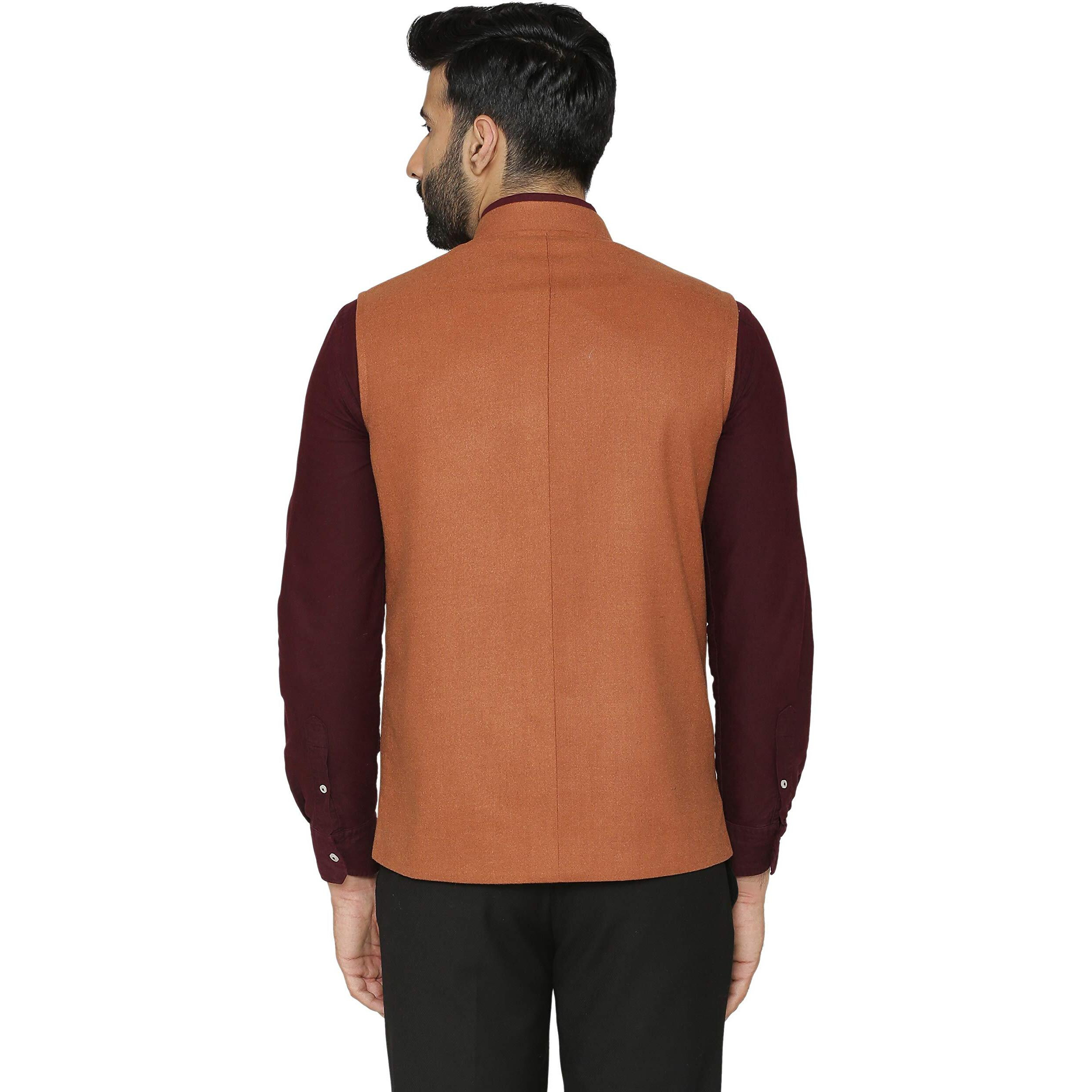 Wintage Men's Tweed Wool Nehru Jacket  Dark Orange