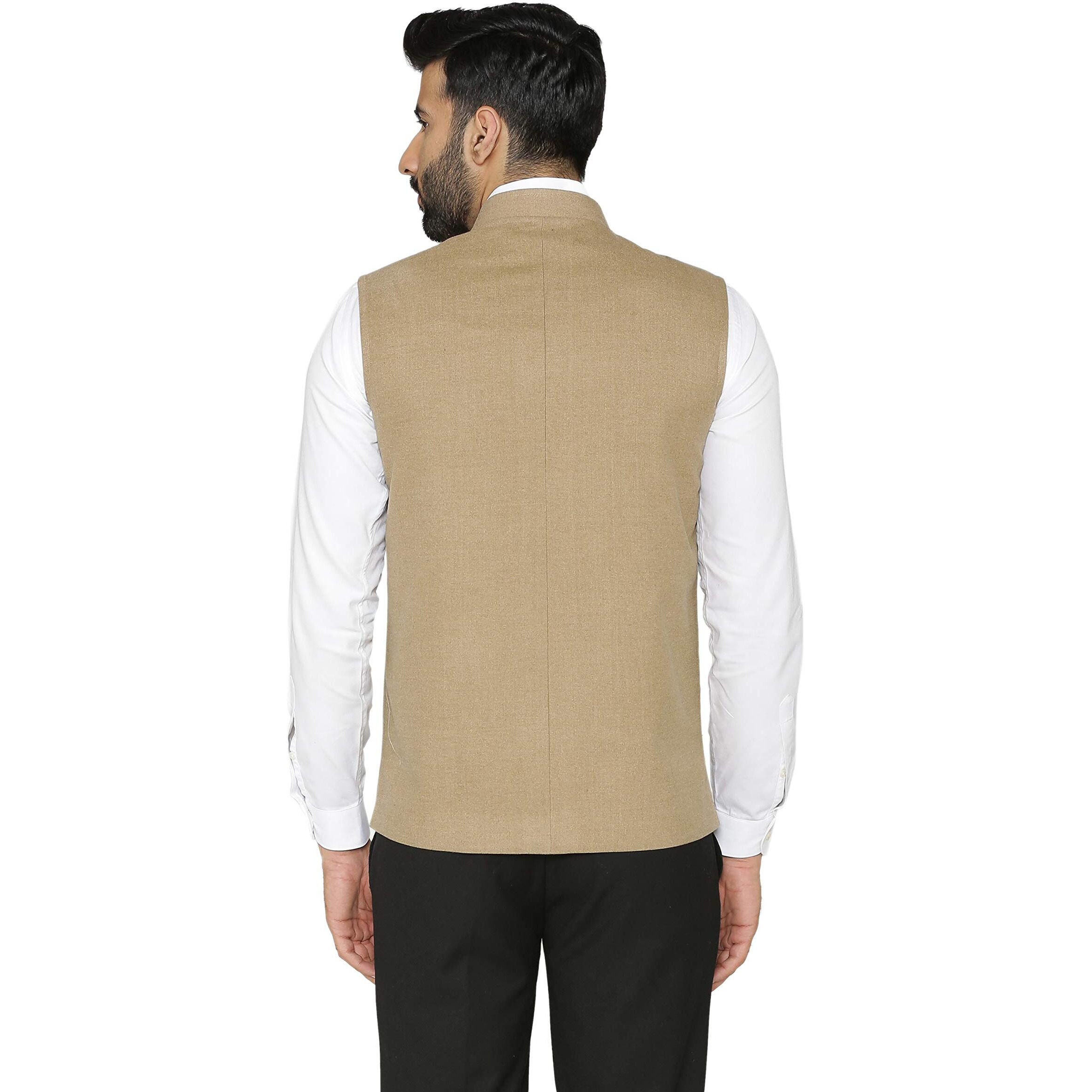 Wintage Men's Tweed Wool Nehru Jacket  Light Brown