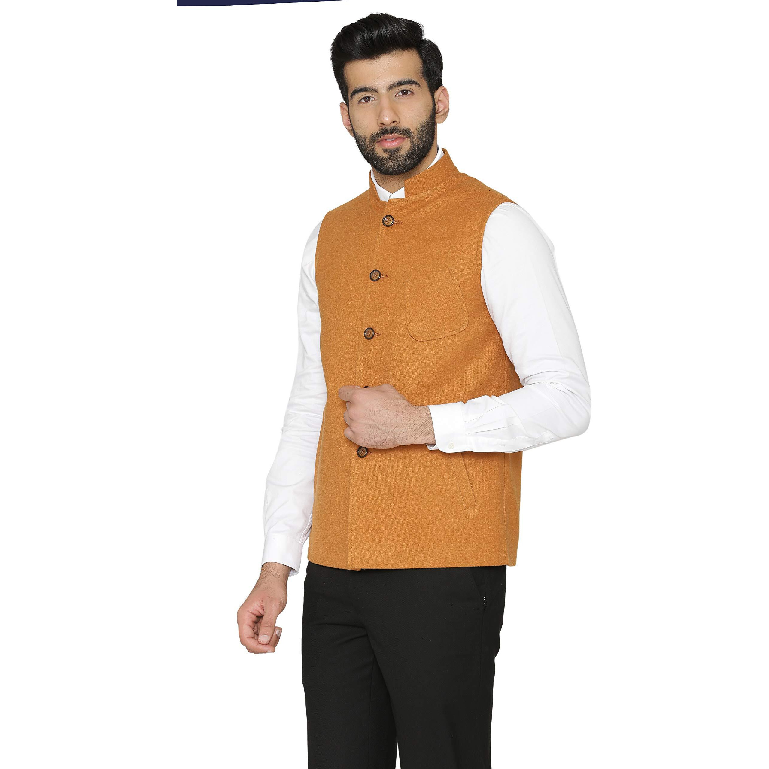 Wintage Men's Tweed Wool Nehru Jacket  Orange