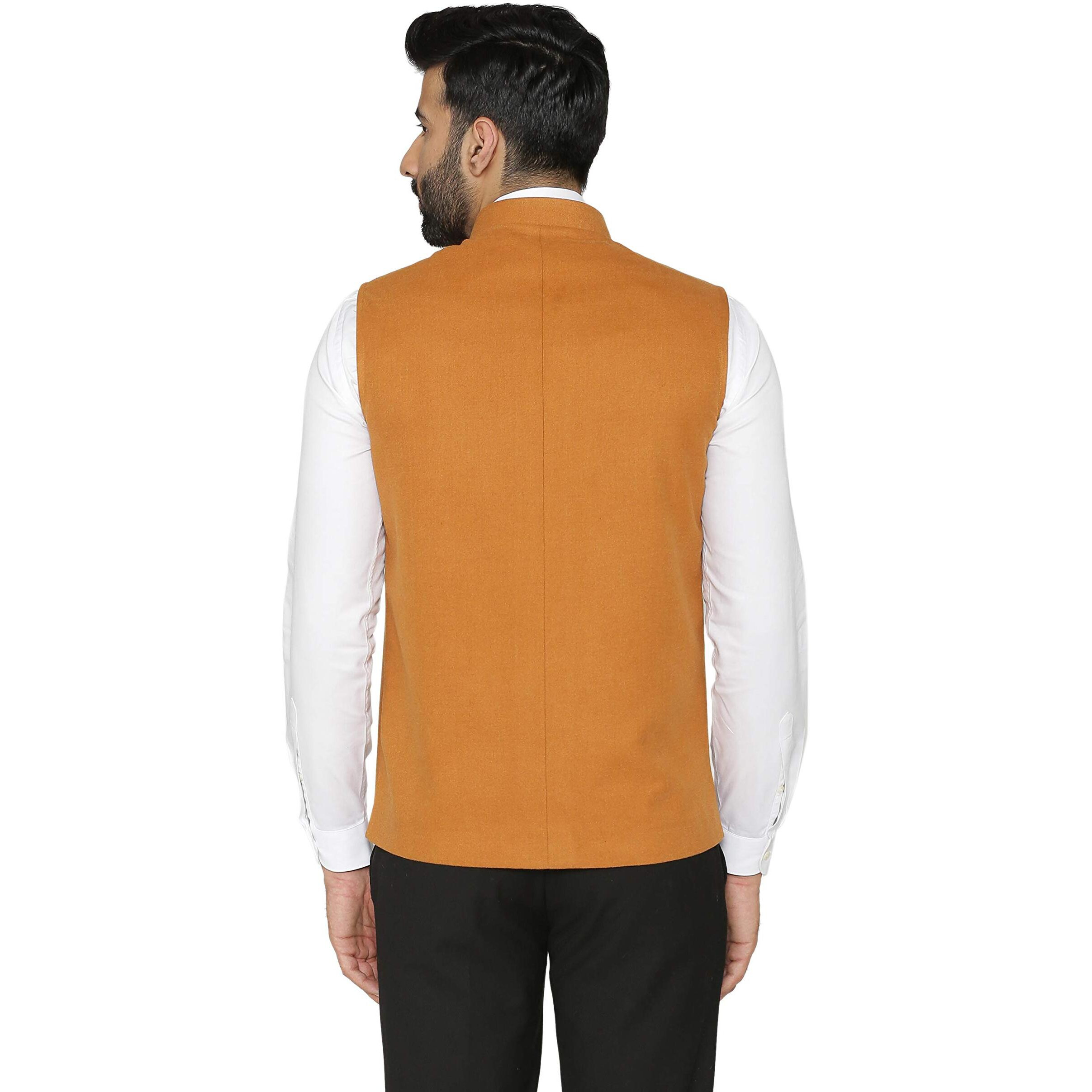 Wintage Men's Tweed Wool Nehru Jacket  Orange