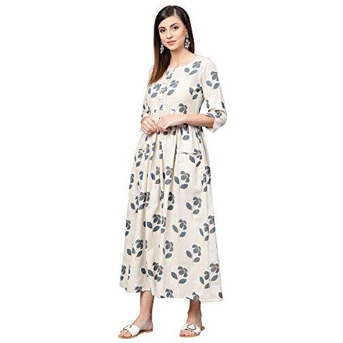Idalia Cream Floral Printed Dress For Women