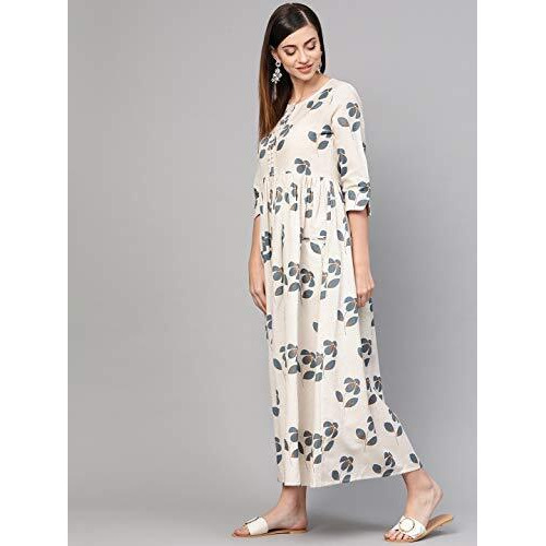 Idalia Cream Floral Printed Dress For Women