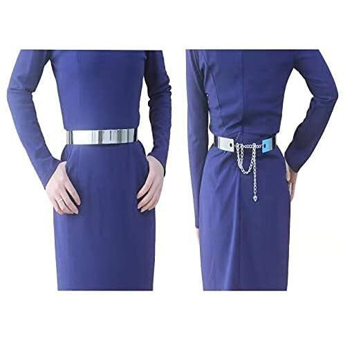 Satyam Kraft Women Waist Belt For Dress, Saree, Dresses, Jeans | Stylish Metal Plate Adjustable Silver Belt For Ladies, Girls | Western & Traditional Chain Belt | Party Wedding Fashion (3.5 Cm Wide)