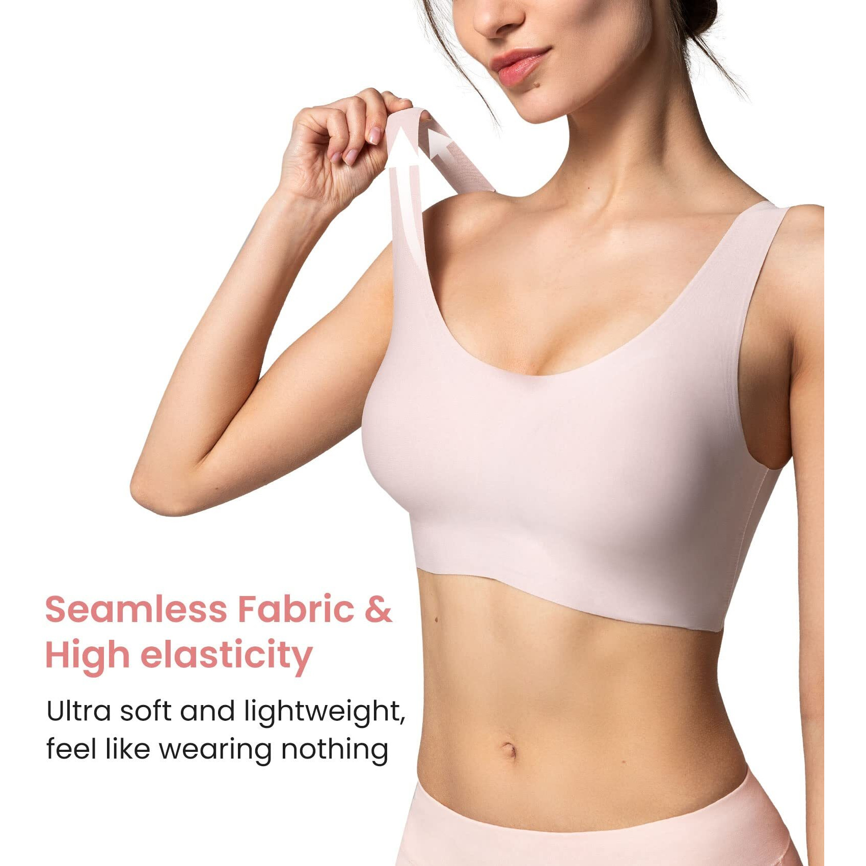 Yvette Women's Polyamide Wire Free Seamless Padded Bra Pink (L)_Light Purple
