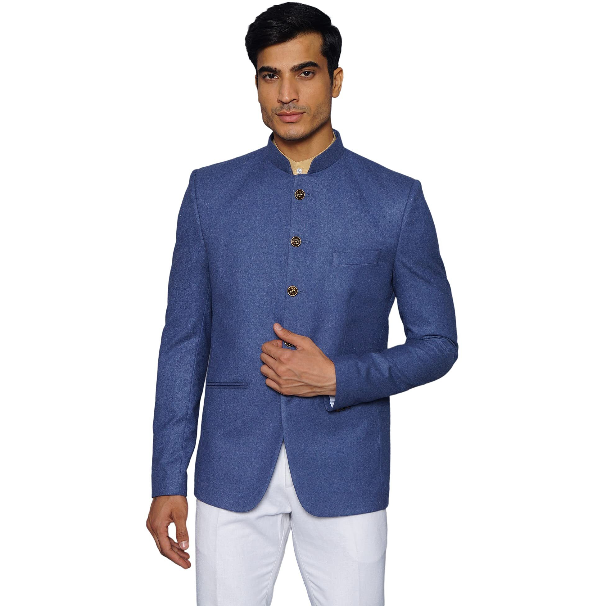 Wintage Men's Tweed Casual And Festive Blazer Coat Jacket  Sky Blue,Xx-Large