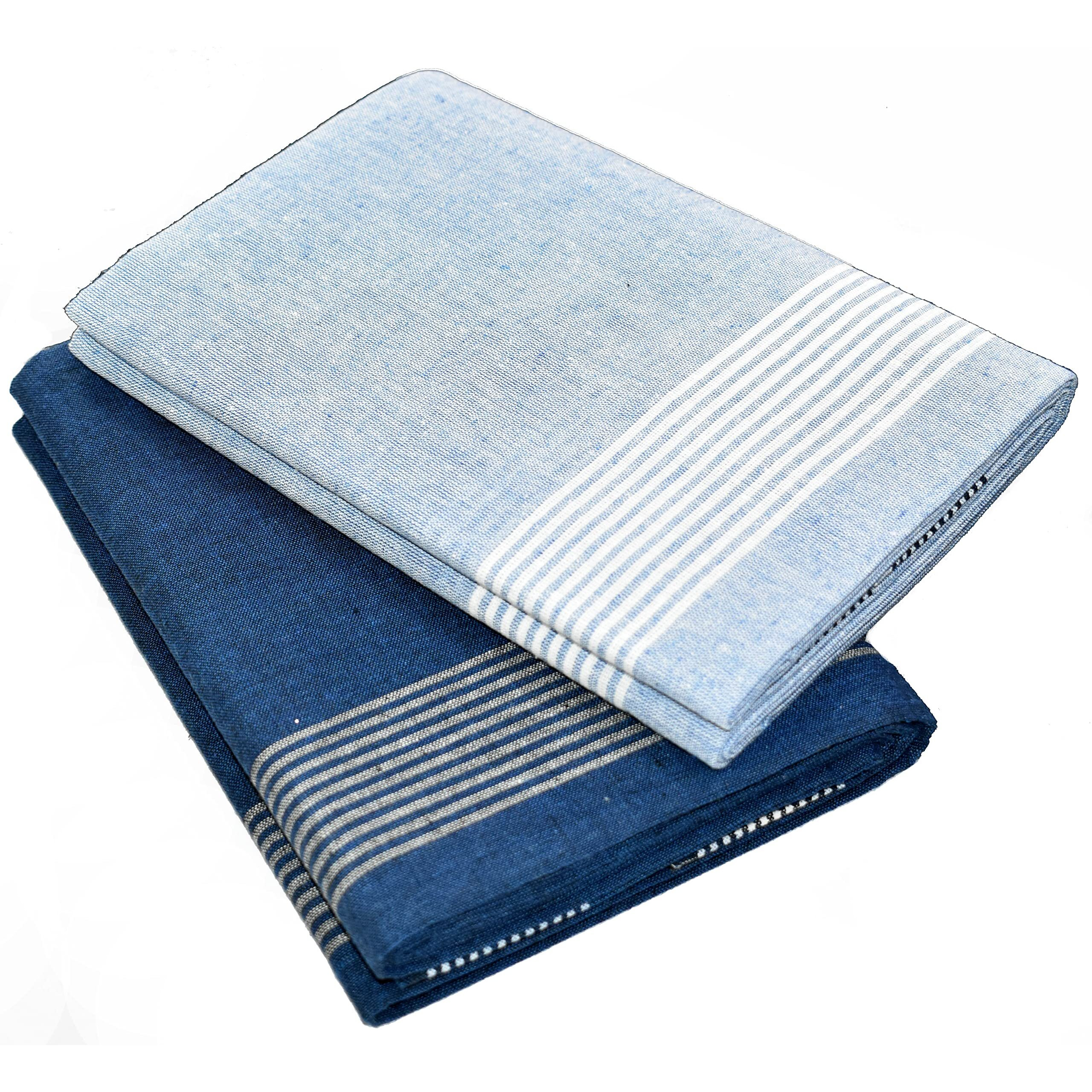 Tuni Mani Men's Cool Cotton Casual Style Dhoti Plain Solid/Length 2.0M (Pack Of 2) (25 Royal Blue & Royal Blue Light)