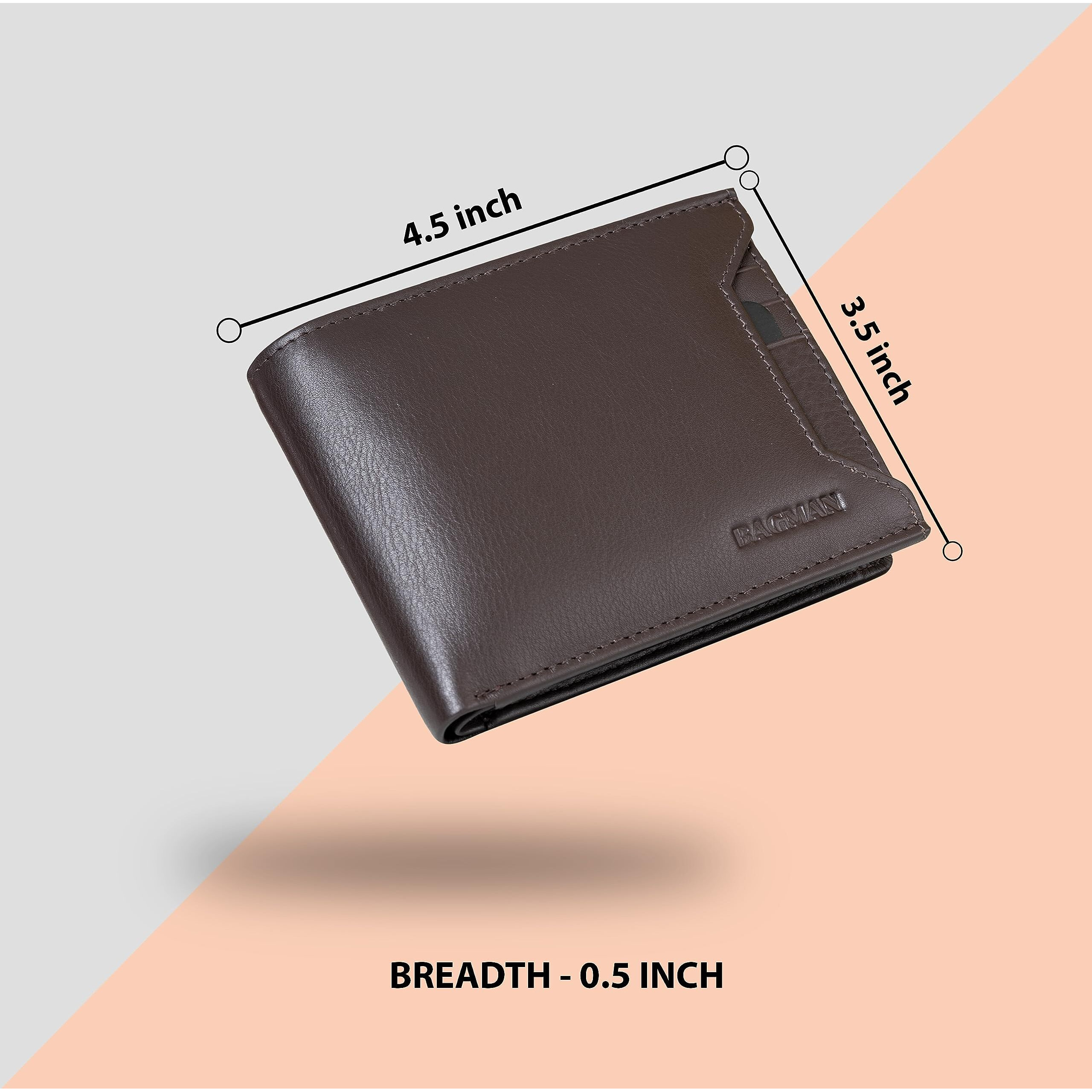 Bagman Leather Wallet For Men | Rfid Protected With 7 Card Slots And 2 Secret Compartments | Ideal Stylish Wallet And Gift For Men (Brown)
